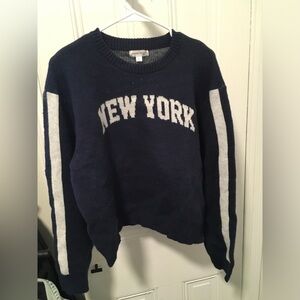 Stylish Navy and White Women's Crew Neck Sweater